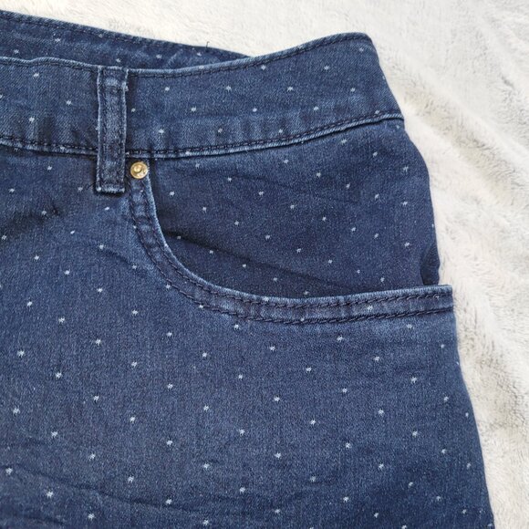 CJ Banks Womens Plus Size 24W Polka Dot Blue Denim Bermuda Shorts 12" Inseam - Picture 6 of 10